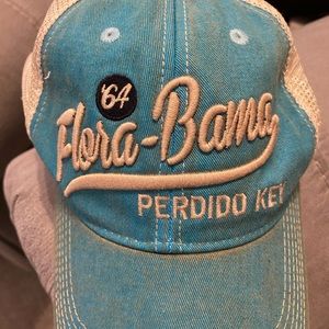 FLORA BAMA hat. Like new distressed mesh snapback hat